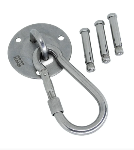 Gancho Armador Teto Mosquetão Rede Saco Boxe Até 500 Kg Inox