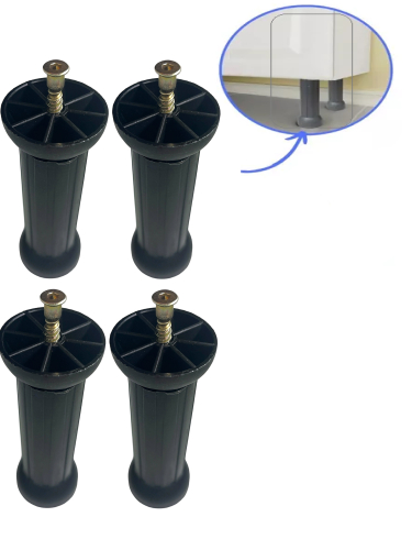Pé Regulável Plástico C/ Parafuso 4.5 Cm Clássico Kit 4 Pç.